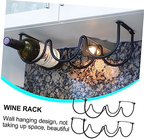 2Pcs Black Iron Wine Rack for Home Bar Kitchen Storage