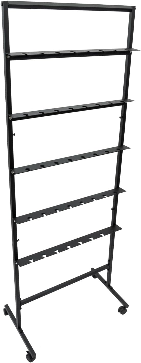 5 Tier Champagne Glass Holder with Lockable Wheels - Black