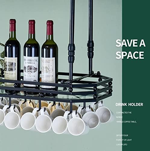 Ceiling Wine Glass Rack with Adjustable Height and Width