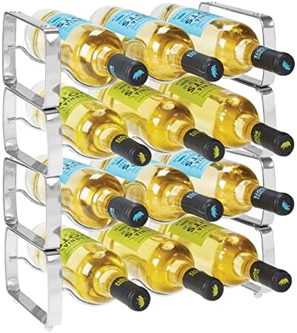 mDesign 3 Bottle Metal Wine Rack - 4 Pack Chrome