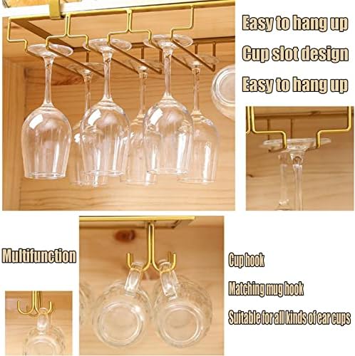 WORDFUN Wine Glass Hanging Rack Black 3 Rows