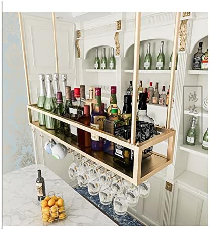 Suuim Gold Ceiling Wine Rack with Flower Holder