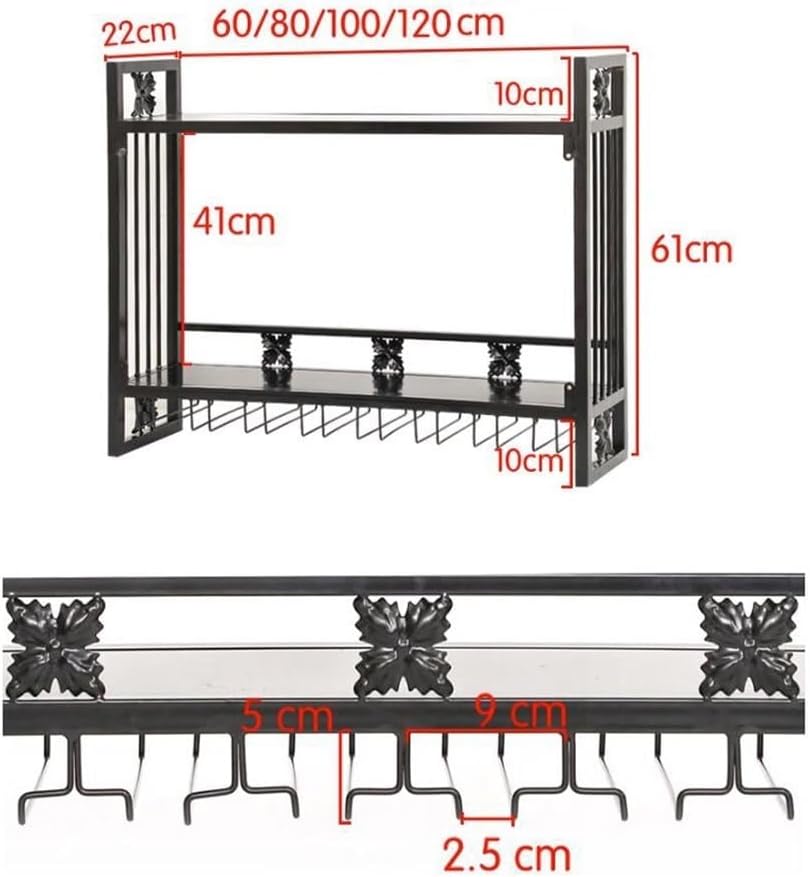 SilteD Wall-Mounted 2-Tier Wine Rack with Stemware Hanger 1