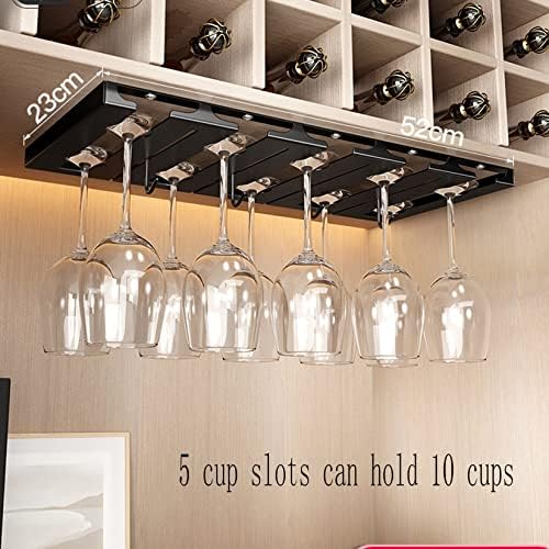 WORDFUN Adjustable Wine Glass Rack - 3 Rows Black Stainless Steel