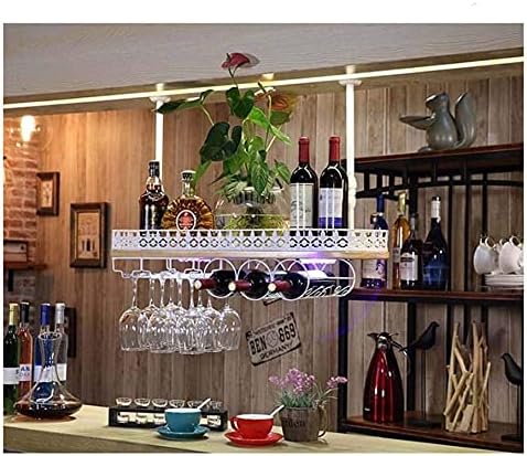 Ceiling Hanging Wine Rack with Glass Holder Shelf