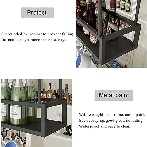 Industrial Ceiling Wine Rack Adjustable 140cm for Bars and Kitchens