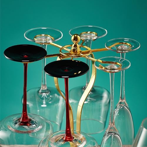 Elegant Gold Wine Glass Holder with 6 Hooks