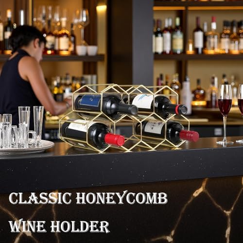 Buruis 9-Bottle Freestanding Wine Rack - Gold
