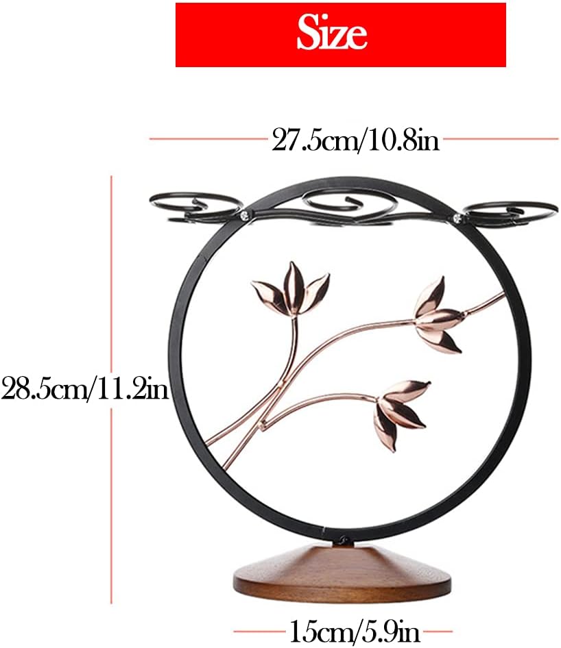 6 Hook Freestanding Wine Glass Rack with Wrought Iron Design
