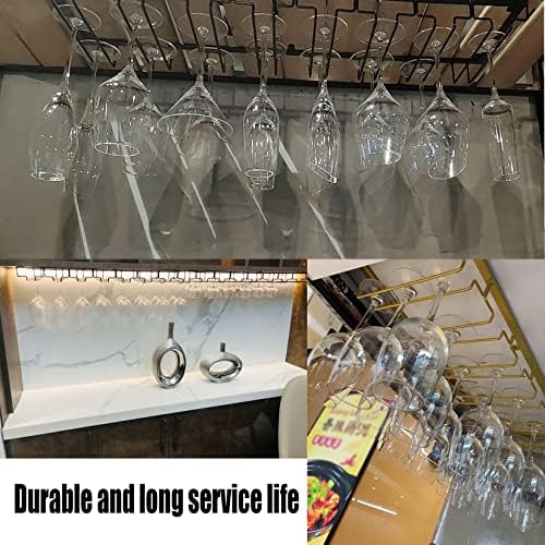 WORDFUN 5-Row Wine Glass Holder Gold Metal
