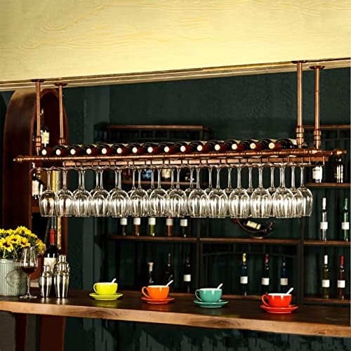 Ceiling Hanging Wine Rack with Glass Holder Black 80x35cm 1