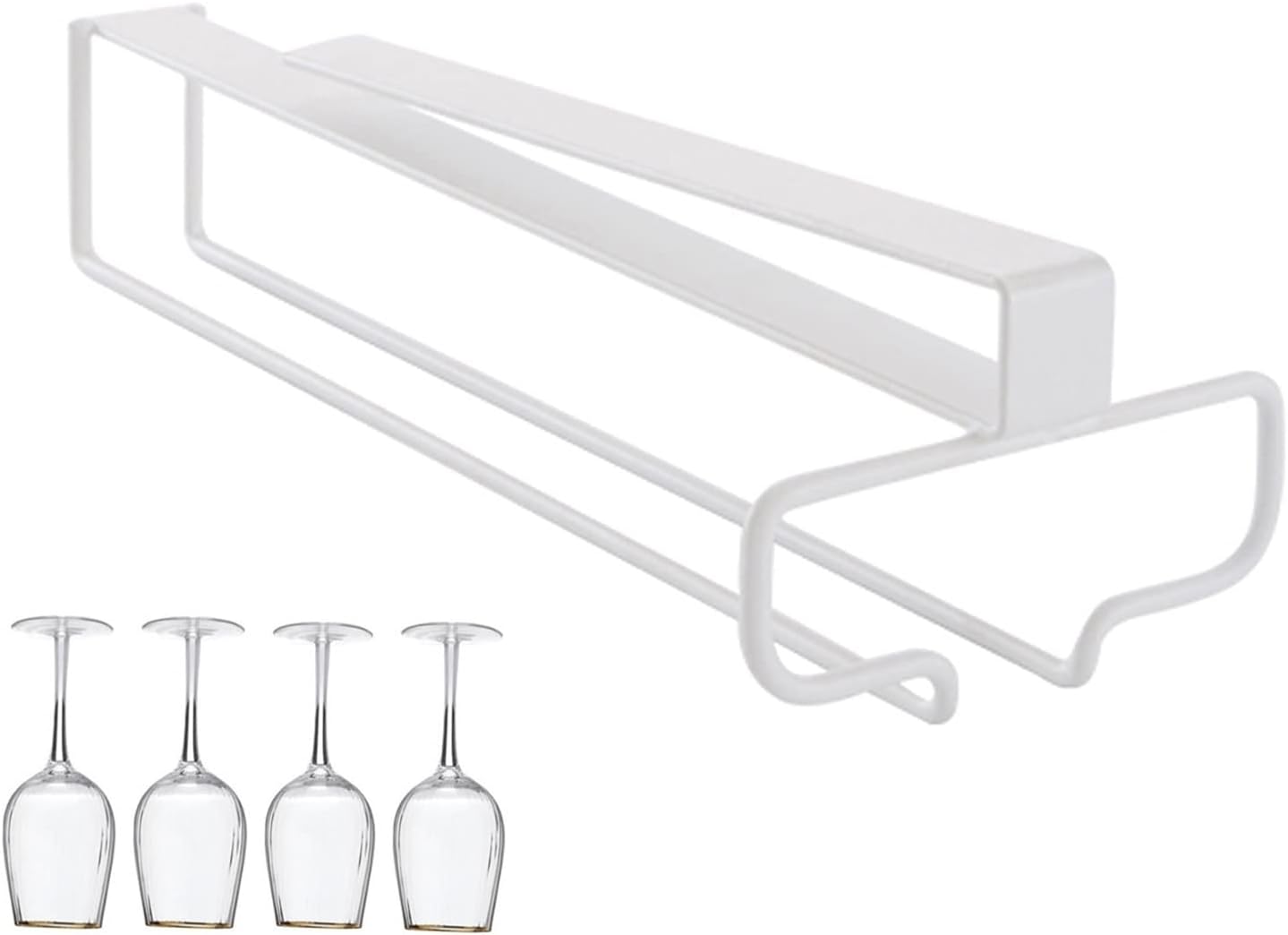 WORDFUN White Wine Glass Rack Under Cabinet Single Row