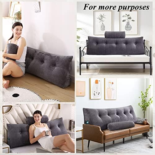 Gpround Wedge Headboard Pillow Set Large Bolster for Bed Rest