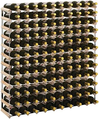 vidaXL Beige Pinewood Wine Rack - 120 Bottle Storage