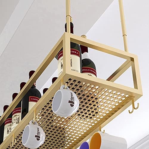 Ceiling Wine Glass Rack - Iron Holder Height Adjustable Durable Modern Design