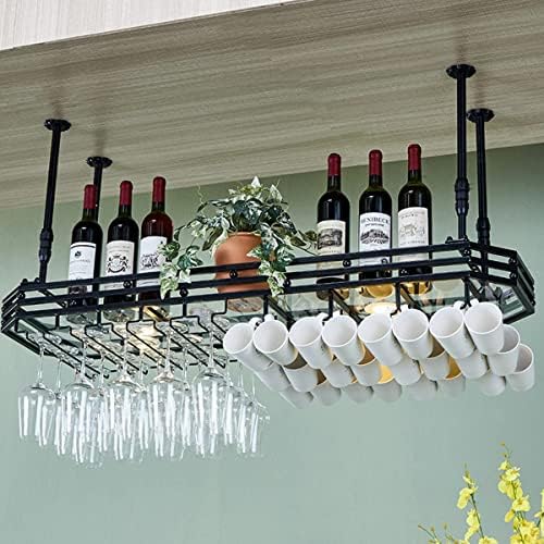 Ceiling Wine Glass Rack with Adjustable Height and Width