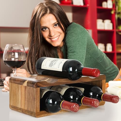 Jotboom 6 Bottle Acacia Wood Wine Rack