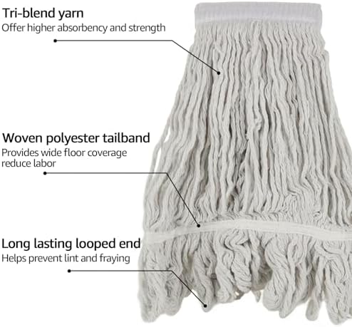 10Pcs Loop-End Mop Head Refills for Heavy Duty Cleaning