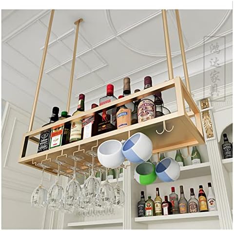 Suuim Gold Ceiling Wine Rack with Flower Holder