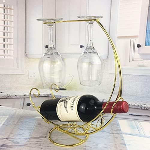 NWB Gold Metal Wine Glass Holder with 4 Hooks 1