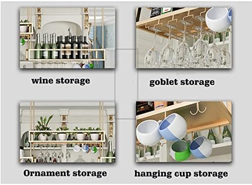 Suuim Gold Ceiling Wine Rack with Flower Holder
