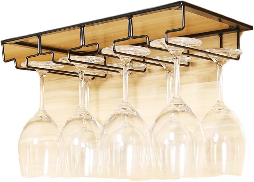 LYRWISHLTD Wooden Wine Glass Rack with 3 Slots