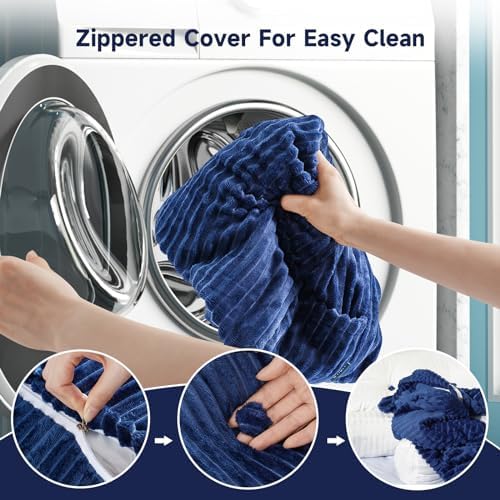 Z-hom King Size Pillow Headboard with 2 Roll Pillows Blue