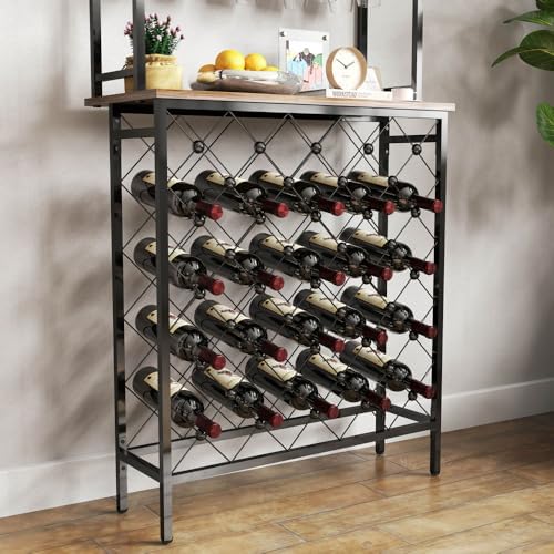 Yone Jx Je 3-Tier Wine Rack Bar Table with Storage