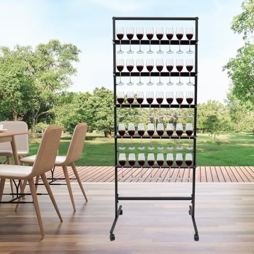 5 Tier Champagne Glass Holder with Lockable Wheels - Black