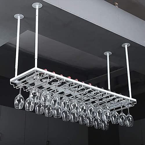 Iron Wine Rack Wall Mounted with Glass Holder Adjustable Ceiling Rack