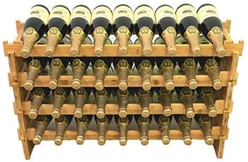 36 Bottle Stackable Bamboo Wine Rack - 4 Tier Wobble-Free