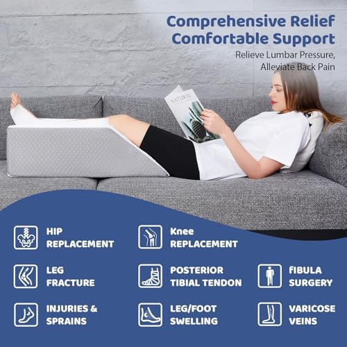 Leg Elevation Pillow with Memory Foam for Post Surgery Relief