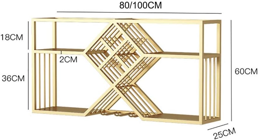 ZJDYDY Wall-Mounted Wine Cabinet Gold 1002560CM