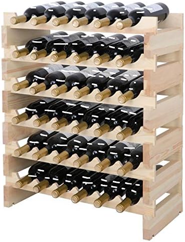 Thaisan7 6 Tier Stackable Wine Rack 36 Bottle Natural Wood