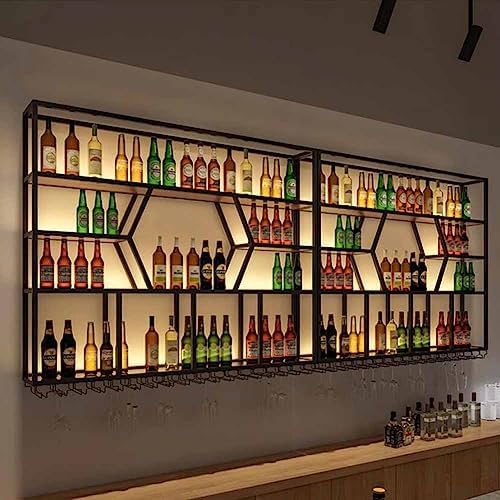 MaGiLL Wall Mounted LED Wine Rack with 4 Tiers