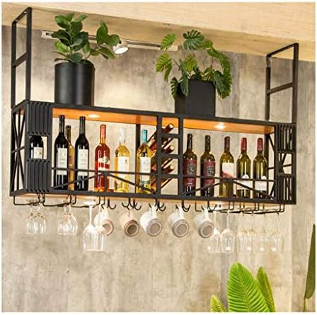 LASEVE Wall-Mounted Wine Rack Iron Wood Design