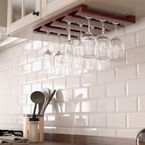 Rustic State 4 Sectional Under Cabinet Wood Stemware Rack