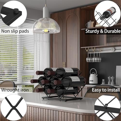 KOKSTOP Black Metal Wine Rack with 7 Bottles Capacity