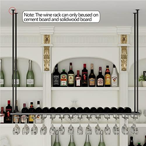 Ceiling Wine Rack Black Adjustable Floating Shelves for Kitchen and Bar