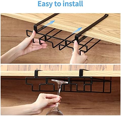FOMANSH 4 Row Wine Glass Rack No Drilling 304 Stainless Steel