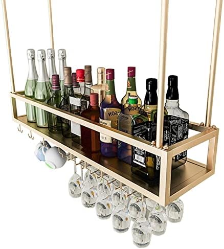 Suuim Gold Wine Glass Rack Ceiling Holder for Kitchen and Bar