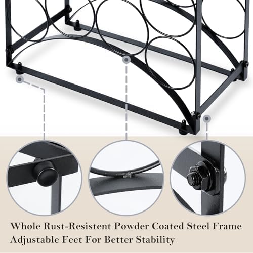 NOBLEMOOD 8 Bottles Tabletop Wine Rack Stand with Storage Basket