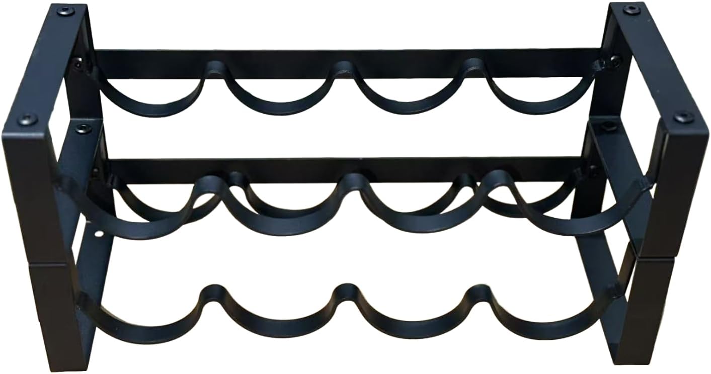 Baerkian 2-Tier Wine Rack Black Metal 8 Bottle Capacity