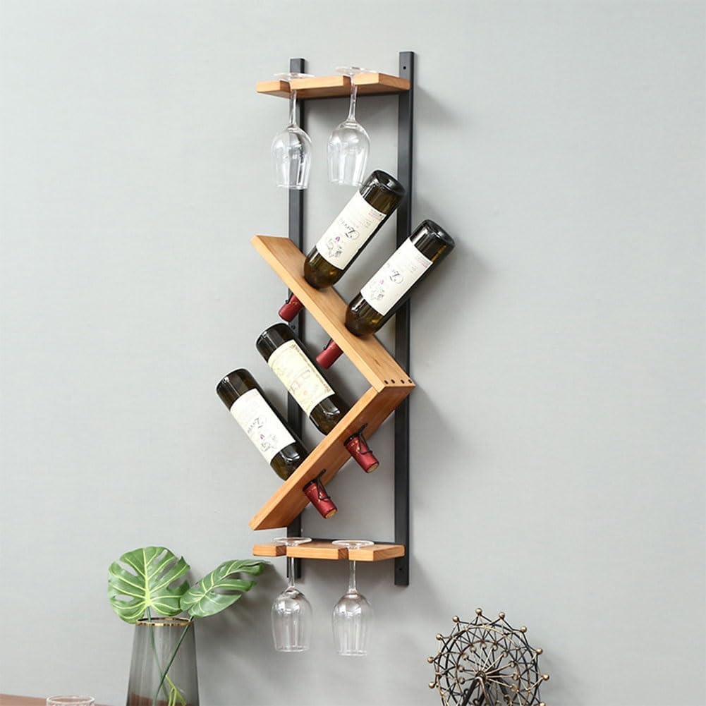 ZJDYDY Wall-Mounted Wooden Wine Rack Set