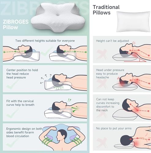 ZIBROGES Cooling Cervical Pillow for Neck Pain Relief
