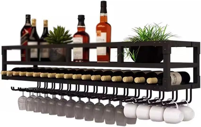 SilteD Wall-Mounted Wine Rack with Glass Holder