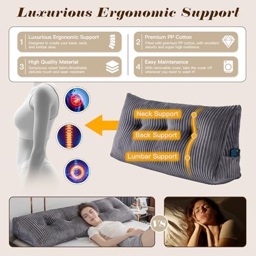 Activance Large Triangular Headboard Pillow with Removable Cover