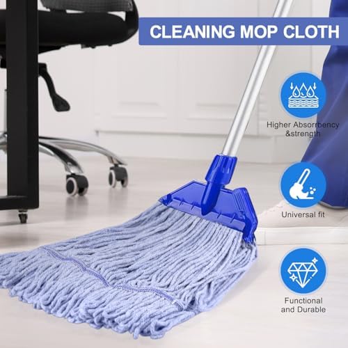 BAYAGIN 6 Pack Heavy Duty Blue Mop Head Replacement for Rubbermaid