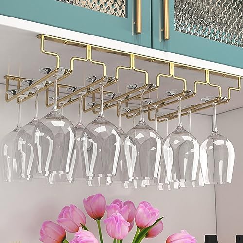 SAGIDAR Stainless Steel Wine Glass Organizer Under Cabinet Stemware Rack