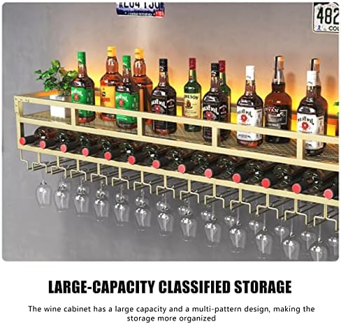LUCEAE Wall Wine Rack with LED Light 80x30cm